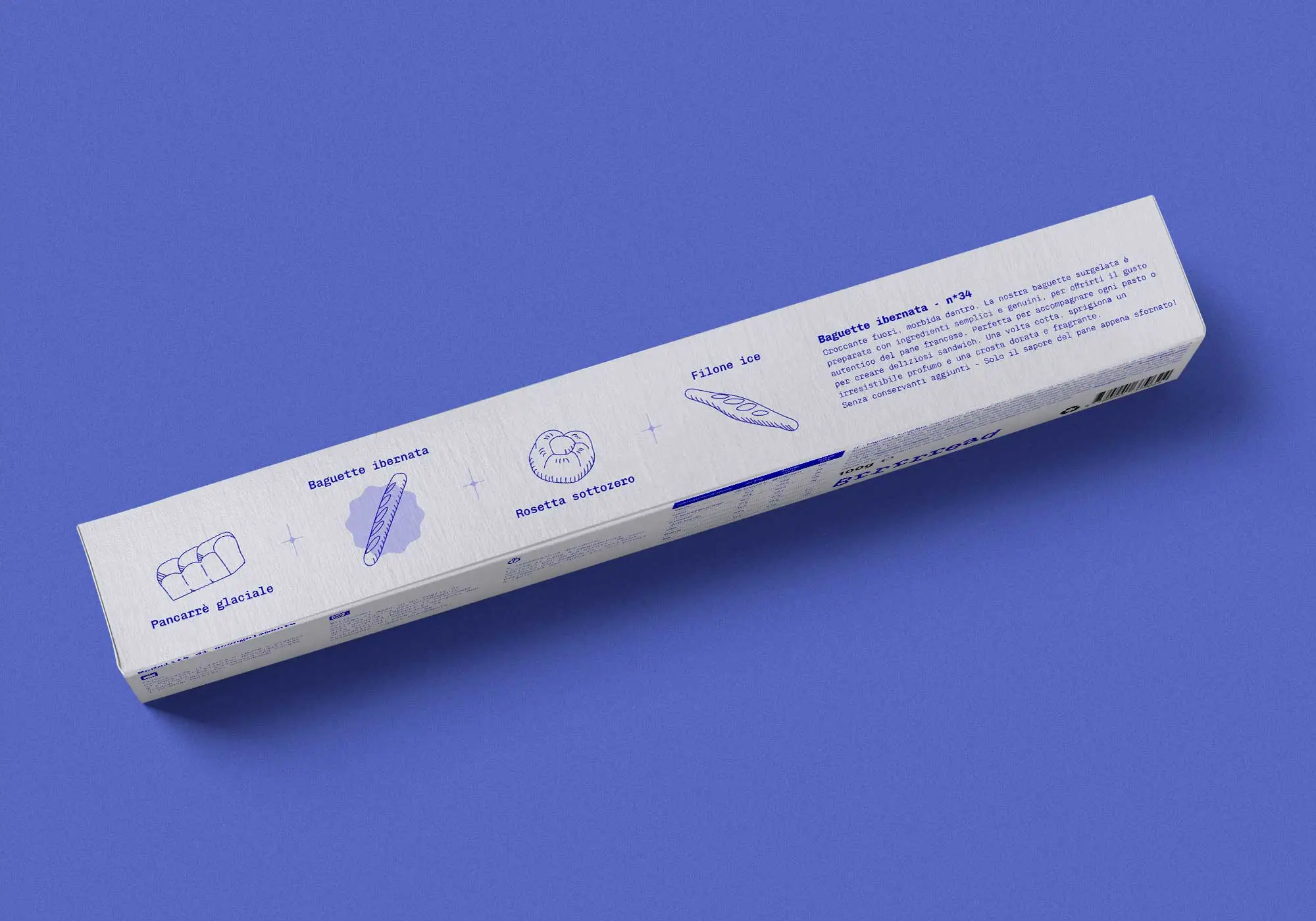 faccia del nuovo packaging di Brrrrread che mostra gli altri prodotti offerti