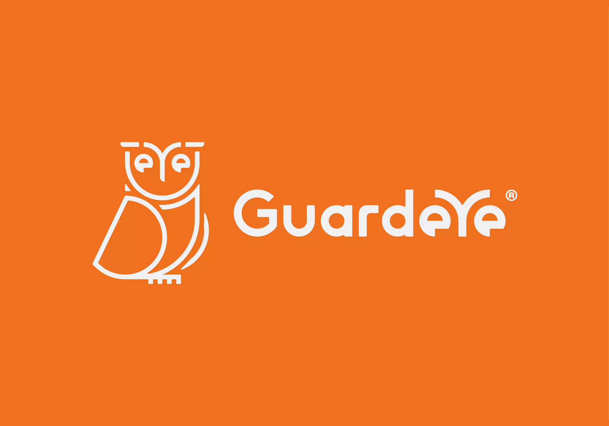 logo bianco di Guardeye su sfondo arancione