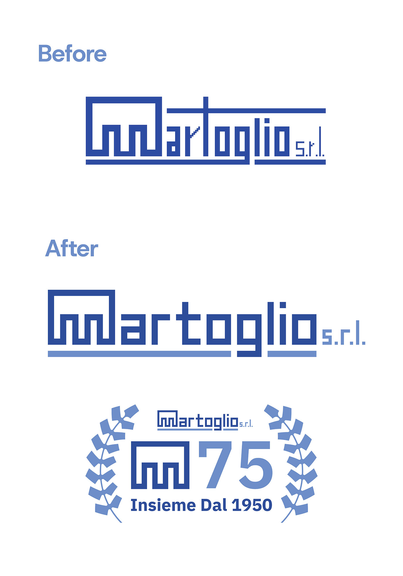 comparazione tra il vecchio logo ed il nuovo logo di Martoglio Srl